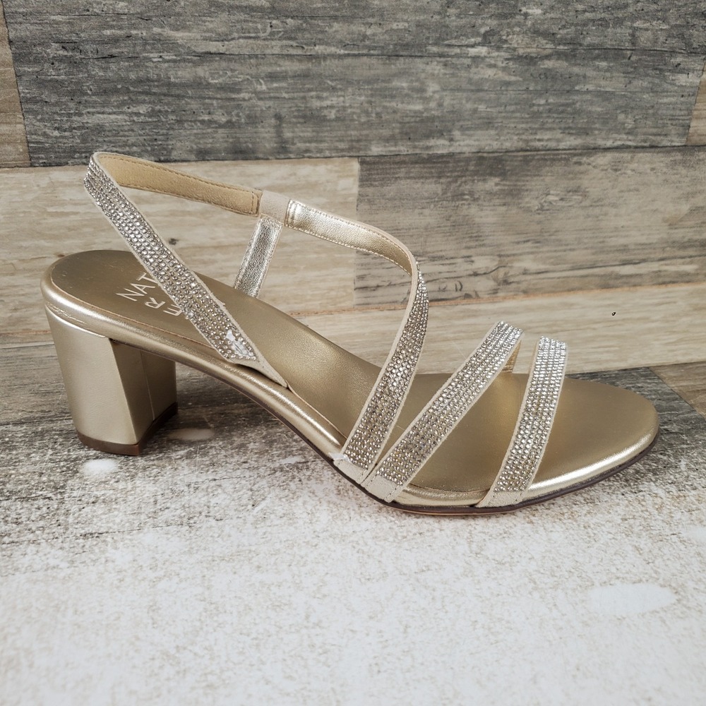 Naturalizer Vanessa 2 Womens Strappy Sandals Sz 6.5 M Champagne Slingback Block